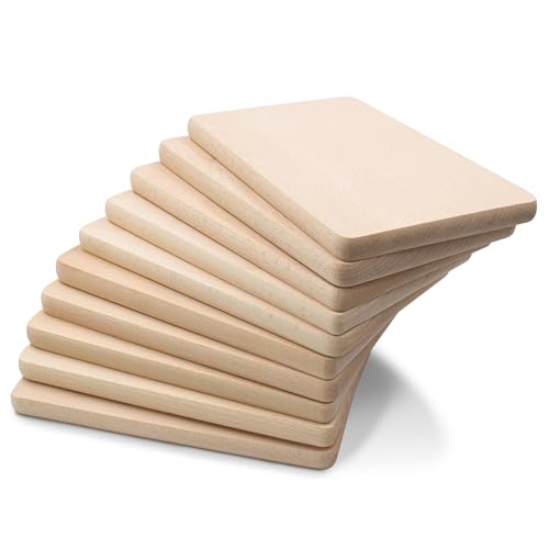 VmG-Store Tabla de desayuno de haya, 23 x 15 cm, tabla de cortar de madera de haya maciza, cuadrada, tabla de cortar de madera natural (10, mediana)