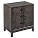 Leick Home 9075 Assembled Recessed Drawer and Bottom Door Nightstand with AC/USB Charging Port, Grey