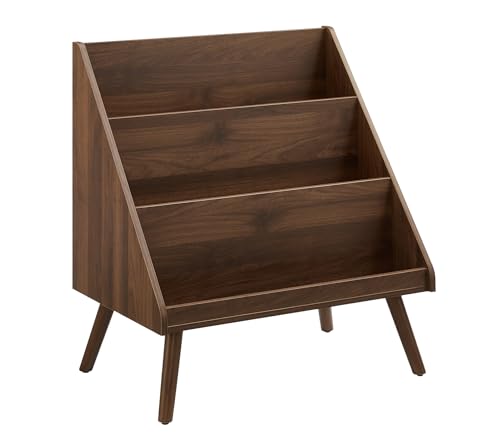 Image of Crosley Furniture Liam Medium Mid-Century Modern Vinyl Record Storage Stand, Media Console for Records, Walnut