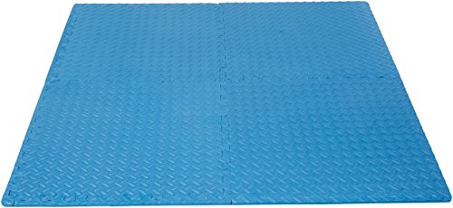 AmazonBasics EVA Foam Interlocking Exercise Gym Floor Mat Tiles - Pack of 6, 24 x 24 x .5 Inches, Blue