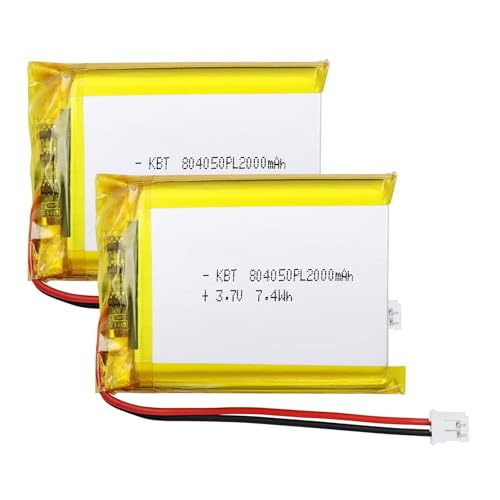 KBT 2Pack 2000mAh 804050 LiPo Battery 3.7V Rechargeable Lith