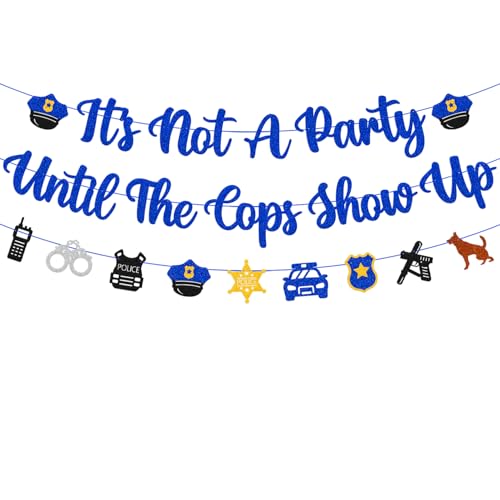 Blue Glitter Police Banner