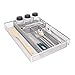JANE EYRE Utensil Drawer Organizer - Expandable Cutlery Tray, Silverware/Flatware Storage Divider for Kitchen, Mesh Designing with Non-slip Rubber Feet (Silver)
