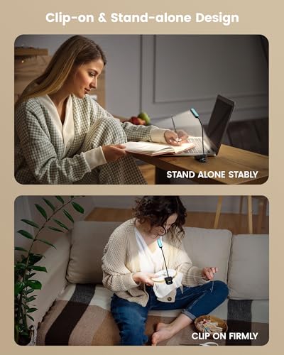 Glocusent 16 mini luzes de LED para leitura na cama, luz de leitura com clipe, recarregável e de lon