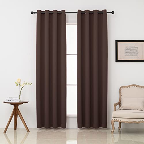 Pickluc Grommet Blackout Curtains 84 Inches Long 2 Panels Light Blocking Window Drapes for Living Room Thermal Insulated Noise Reduction Chocolate Brown 52 Wide x 84 Length