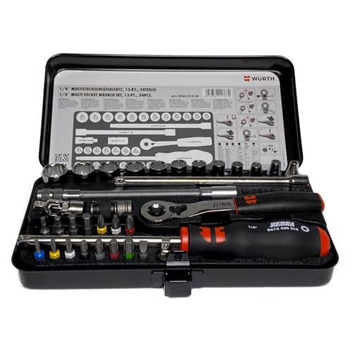 Würth 1/4 Zoll Multi Steckschlüsselsatz / Set 34 tlg. ZEBRA ( 0965 014 34 )