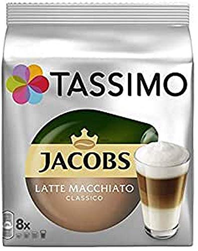 Tassimo Jacobs Latte Macchiato Classico Paquet de 16 capsules / T-Discs de café / café au lait (8 portions)