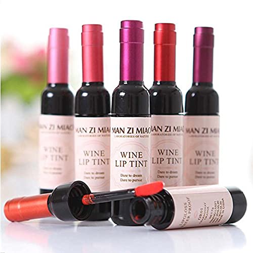 Brimfulite Wine Liquid Lip Gloss, Lasting Make Up Gloss Matte Lip Tint Wine Bottle Cover, Waterproof, Valentine's Day Gift Kit Ideas For Girlfriends, ​Moms (Six Colors) #TOP6