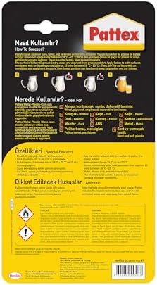 Pattex Kontakt Yapıştırıcı Metal-Plastik-Cam, Dekoratif İşler için Cam Yapıştırıcı, Yapışkan Artığı Göstermeyen Plastik Yapıştırıcı, Güçlü Metal Yapıştırıcı, 1x50g/58ml - Görsel 2