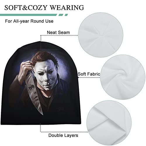 Michael Horror Myers Beanies Hat Unisex Cuffed Soft Stretch Cap For Women Men 3D Printed Skull Cap #TOP3