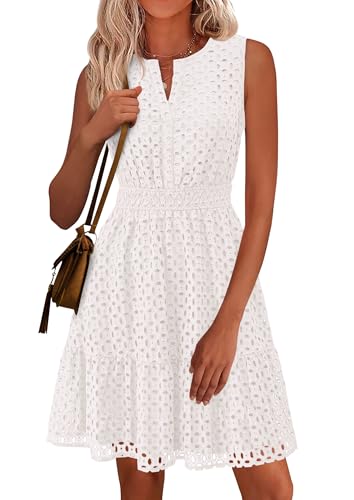 PRETTYGARDEN Women's Summer Dresses 2025 Sleeveless V Neck Eyelet...