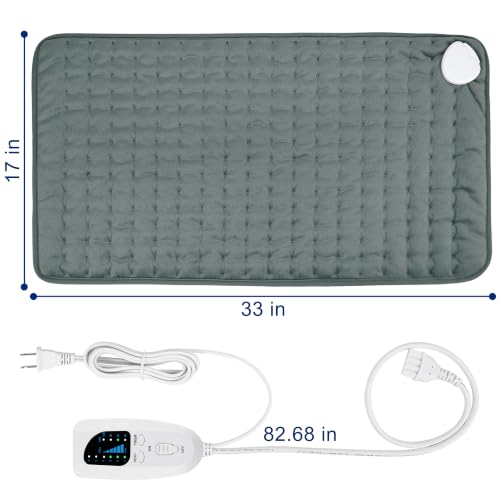 Image of 33x17 Inch Electric Heating pad for Back Neck Shoulder Knee Arms Legs- Electric Heat Pads with 6 Heat Settings & Auto Shut Off &Dry /Moist Heat Heating Pad for Birthday Mother Father Gril Men Women