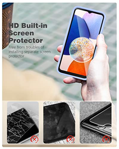 Fntcase For Samsung Galaxy A14 5G Case: Shockproof Silicone Protective Phone Case With Built-In Screen Protector - Slim Dual Layer Rugged Durable Drop Proof Tpu Protection Cover (Periwinkle Blue) #TOP3