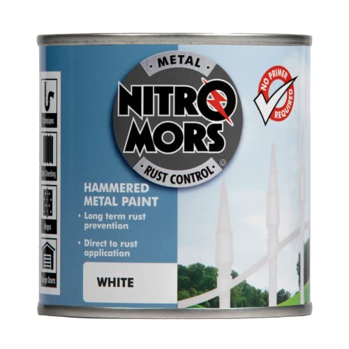 Nitromors Hammered Metal Paint - Durable Finish for Metal Doors, Garden Furniture & Railings, UV & Rust Protection,White 250 ml