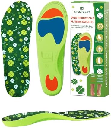 Trustfeet Flat Feet Insoles for Overpronation,Plantar Fasciitis,Medium Arch Supports Inserts for Shin Splints,Achilles Tendonitis,Thin Orthotic Shoe Insoles for Men Women-XL