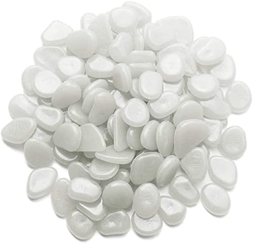 MacroHu Pack of 50 luminous stones, glow-in-the-dark stones, fluorescent pebbles, luminous stones, garden aquarium stones, luminous pebbles, outdoor decorative stones, pebbles, glow in the dark, white