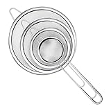 XxinXrong 4 Stk Sieb Küchensieb Feinsieb, Abtropfsieb Edelstahlsieb Feines Sieb Küchen Sieben, Passiersieb, Feinmaschsieb, Mehlsieb Edelstahl Nudelsiebe Feinmaschig zum Sieben, Abtropfen und Spülen