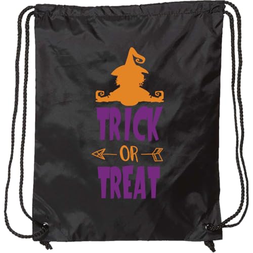 inktastic Trick or Treat, Witch, Arrow, Boo, Halloween Drawstring Bag Black 461d1
