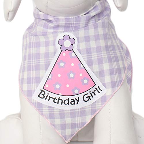 Tail Trends Happy Birthday Dog Bandana Birthday Girl Party Hat Applique Design Fits Medium To Large Sized Dogs - 100% Cotton #TOP14