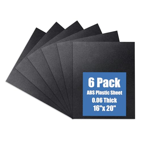 Image of Plastic Sheet 16 inch x 20 inch x 0.06 inch, Black PVC Board Flexible Moldable Impact Strength and High Tensile 1 /16 inch Thick (1.5mm) for Crafts Materials Home Decor and Handicrafts, Abs Plastic Sheets 6 Pack