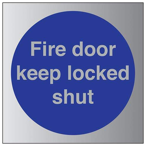 VSafety Fire Door Keep Locked Shut Sign - 100mm x 100mm - 1.6mm Alu Rigid Plastic