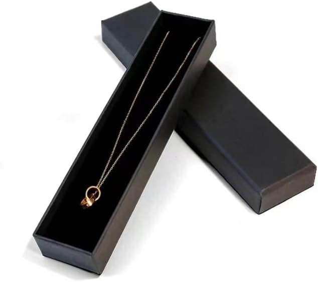 Necklace Bracelets Watch Pen Chain Gift Box Black Long Necklace Case Kraft Paper Jewelry Box Gift Box for Neckalce for Earrings Chain Jewelry Gift box for Mens Women 21 * 4 * 2.4cm