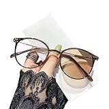 [Harunowa] ブルーライトカット PCメガネ レディース 度なし サングラス 調光 伊達メガネ オシャレ 小さめ (ブラウン)