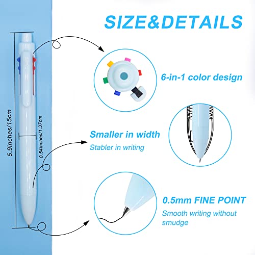 Yjwfhpu 12 Pack Multicolor Ballpoint Pen 0.5Mm, 6-In-1 Colored Ballpoint Pen, Retractable Fine Point Pens For Office, Pens For Kids Nursing Gift #TOP3