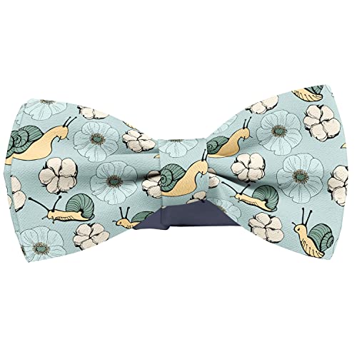 KAWAMOUSE Adjustable Pre-tied bow tie for Men (Flowers Snails Pattern) Elegant Cute Bowties for Dogs Cats Pets