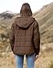 AMEBELLE Women's Oversized Hooded Puffer Jacket Quilted Lightweight Winter Warm Pullover Padded Hoodies Coat(2611-Brown-M)