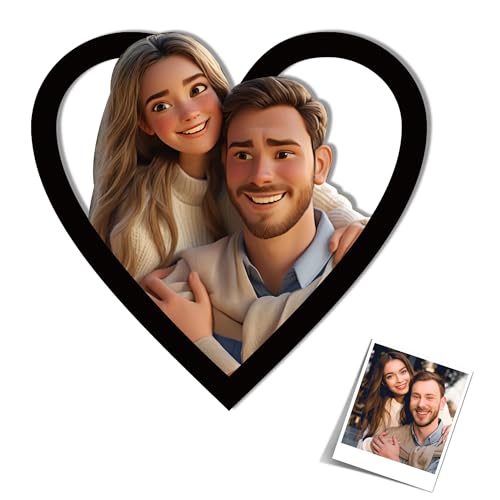 Cadre photo 3D personnalisé - Portrait de couple personnalisé généré par l'IA, décoration d'intérieur en acrylique pour salon, chambre, bureau - Saint-Valentin, anniversaire, Noël, décoration de