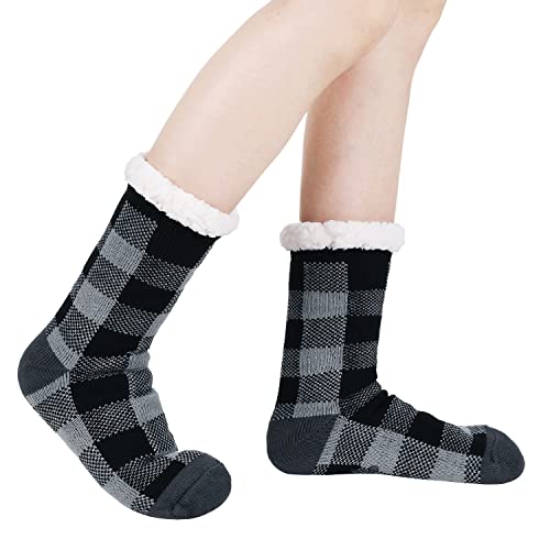 Image of Chassic Sherpa Lined Slipper Socks for Women, Non-Slip Cozy Winter House Socks, Soft Fuzzy Socks, Christmas Gifts for Women & Ladies Stocking Stuffers
