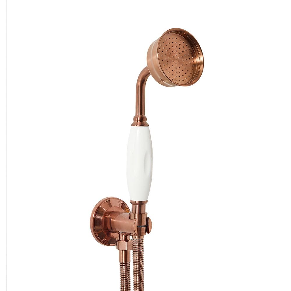 Milano Brushed Copper Elizabeth Telephone Style Hand Shower Handset Outlet Elbow Bracket - Copper