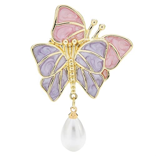Broche papillon double perlé pour fermeture gilet et veste