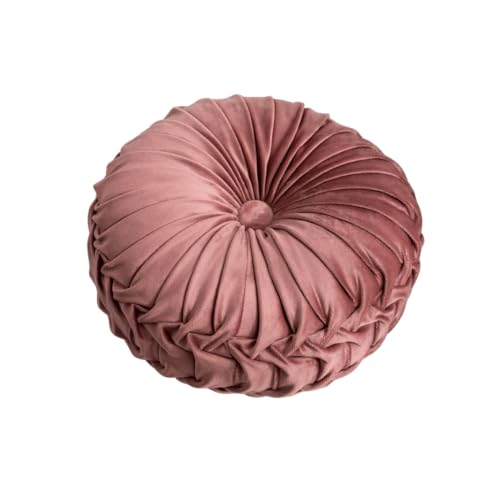 MOCOFO Round Velvet Throw Pillow, Pumpkin Shape Decorative Floor Cushion,