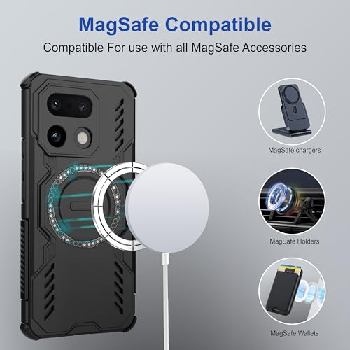 Image of amazon basics Back Case Cover for Realme 16 Pro Plus 5G | Magnetic Case with Built-in Metal Ring | Supports MagSafe Charger, Wallet & Car Mount | Shockproof Hybrid PC + TPU | Black