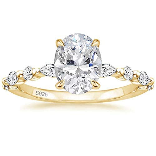 925 Sterling Silver Luxury Ring Oval Cut Cubic Zirconia Engagement Rings Promise Rings for Women