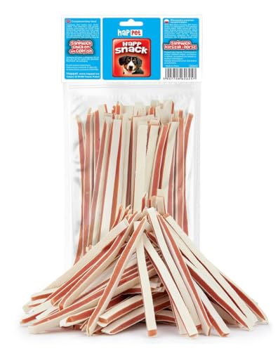 HAPPET Sandwich Hähnchen & Dorsch 100g - Natürliche Hundegröße - gesunde Trainingsleckereien, proteinhaltige Mundhygiene und saubere Zähne HAPPET Sandwich Hähnchen & Dorsch 100g - Natürliche Hundegröße - gesunde Trainingsleckereien, proteinhaltige Mundhygiene und saubere Zähne