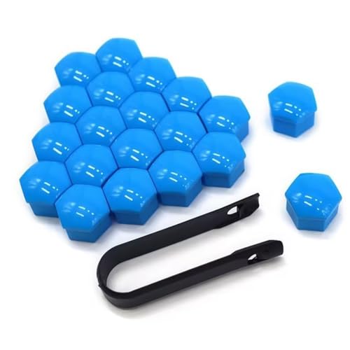 DOKRIN Bolt & Nut Covers for Cars, copricerchi 20 pezzi da 17 mm Copribulloni Ruota Universali Copridadi Ruota con 1 Strumento di Rimozione Copridadi Ruota (Blu)