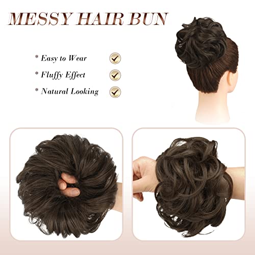 image for FESHFEN Messy Bun Hair Piece Hair Bun Scrunchies Synthetic Wavy Curly 