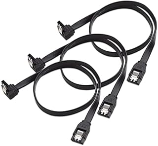 Cable Matters 3-Pack 90 Degree Right Angle SATA Cable 18 Inches (6.0 Gbps SATA III Cable, SATA Cable for SSD, SATA SSD Cable, SATA 3 Cables) Black