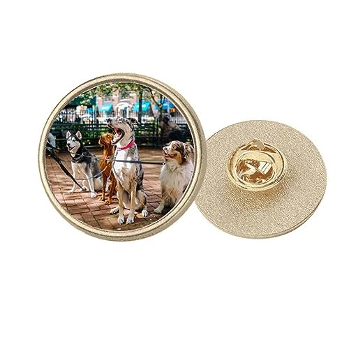 Broche ronde en métal doré pour passionnés d'animaux de compagnie taille M