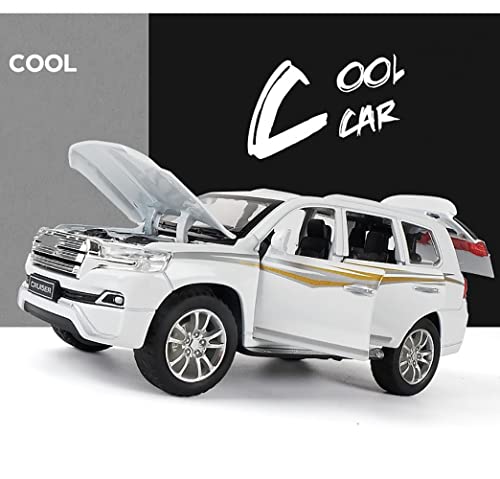 Image of DEUSON ECOM 1:32 Scale Land Cruiser Toy Car for Kids Die Cast Metal Model Toy Cars with Light Sound Pullback with Openable Door Car