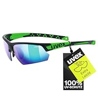 uvex sportstyle 224 - Sportbrille für Damen und Herren - starker Schutz vor Sonnenstrahlung - druckfreier Sitz & perfekter Halt - black matt green/green - one size