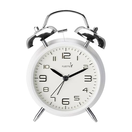 (Loud Alarm for Deep Sleepers 4'' Twin Bell Alarm Clock, Stereo Digital Dial Alarm Clock with Backlight for Bedroom and Home Decoration(Aurora White)