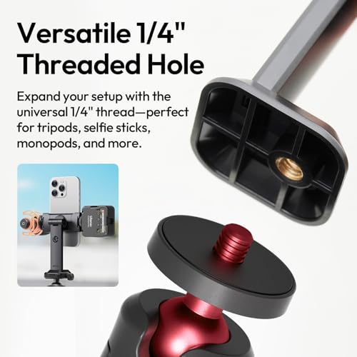 Image of ULANZI Phone Tripod Mount Adapter with Dual Cold Shoes & QR Plate, MA54 Cell Phone Holder for Tripod with 1 /4 inch Screw, Adjustable Smartphone Mount Adapter for iPhone, Android, Selfie Stick, Monopod