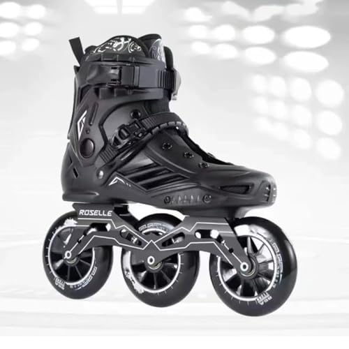 MHXZKHL Patins à roulettes 3 Roues, Patins à Roues Alignées Professionnels pour Hommes Et Femmes avec Chausson Amovible Et Lavable, Patins De Vitesse Haute Performance pour Adultes(44,Black)