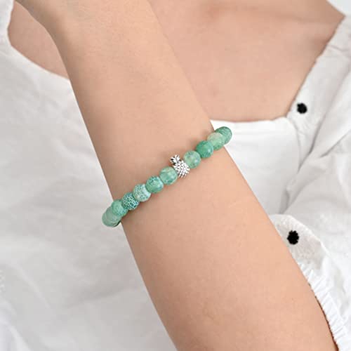 Softones 8mm Beaded Pineapple Bracelets for Women Men Best Friend Bracelet Stretch Charm Bracelets Gifts4