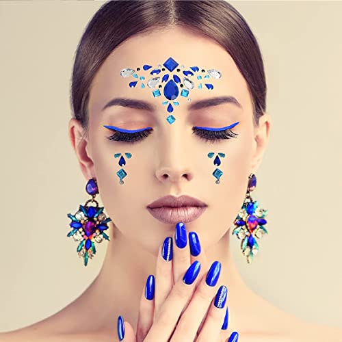 Amaza 9 Pcs Strass Autocollant Visage, Strass Visage pour Maquillage Festival Visage Paillette Visage Yeux Corps Ongle Nail – vue 6