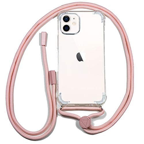 Coque iPhone 12 Mini cordon rose pour ne plus jamais faire tomber son téléphone